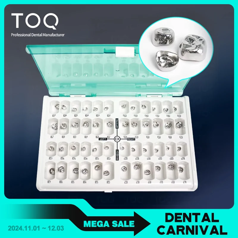 48PCS Dental Kids Crowns Primary Molar Teeth Crown Stainless Steel Orthodontic Deciduous Crown Preformed Temporary Crown