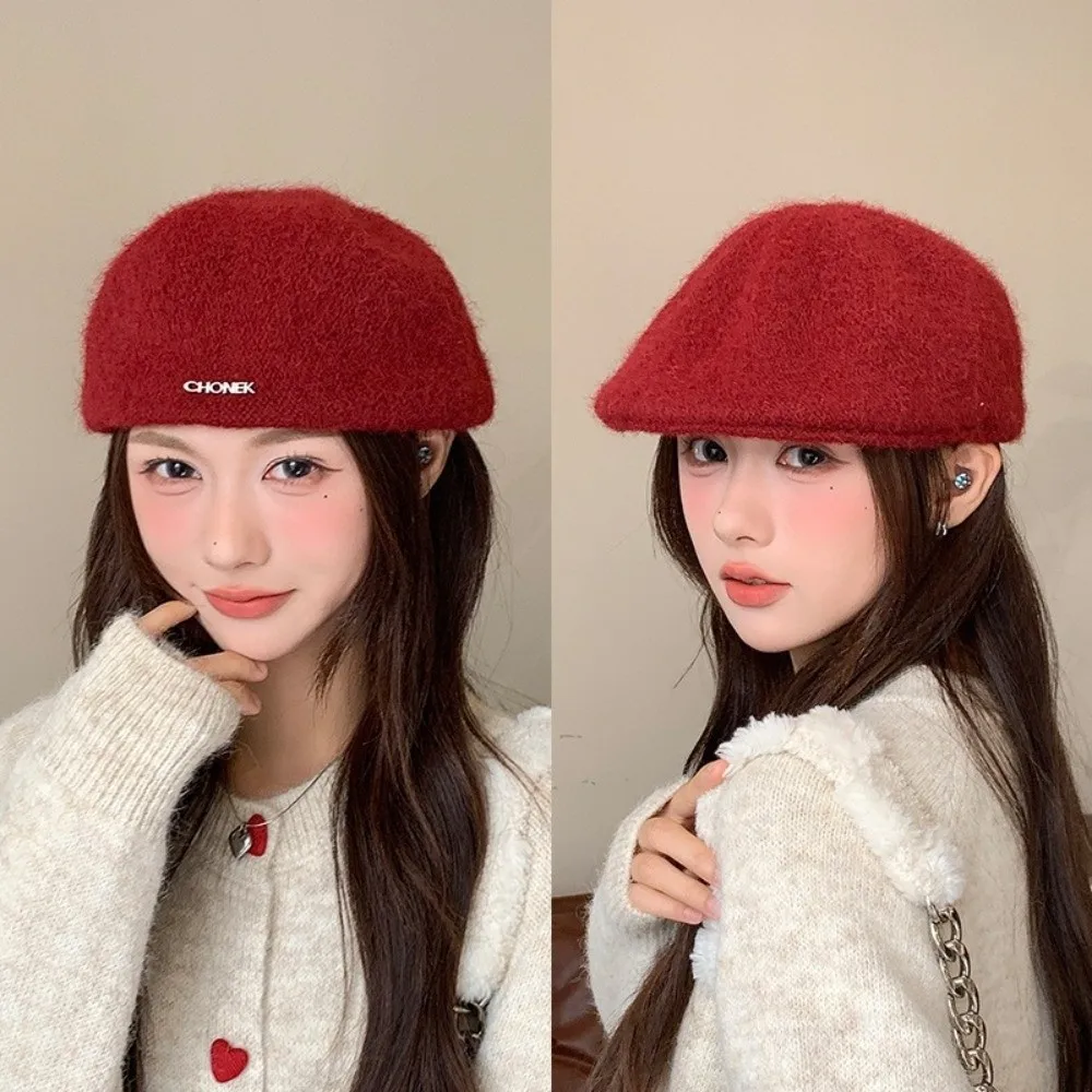 

Fashion Casual Beret Hat Retro Simple Flat Cap Keep Warm Duck Tongue Cap Women