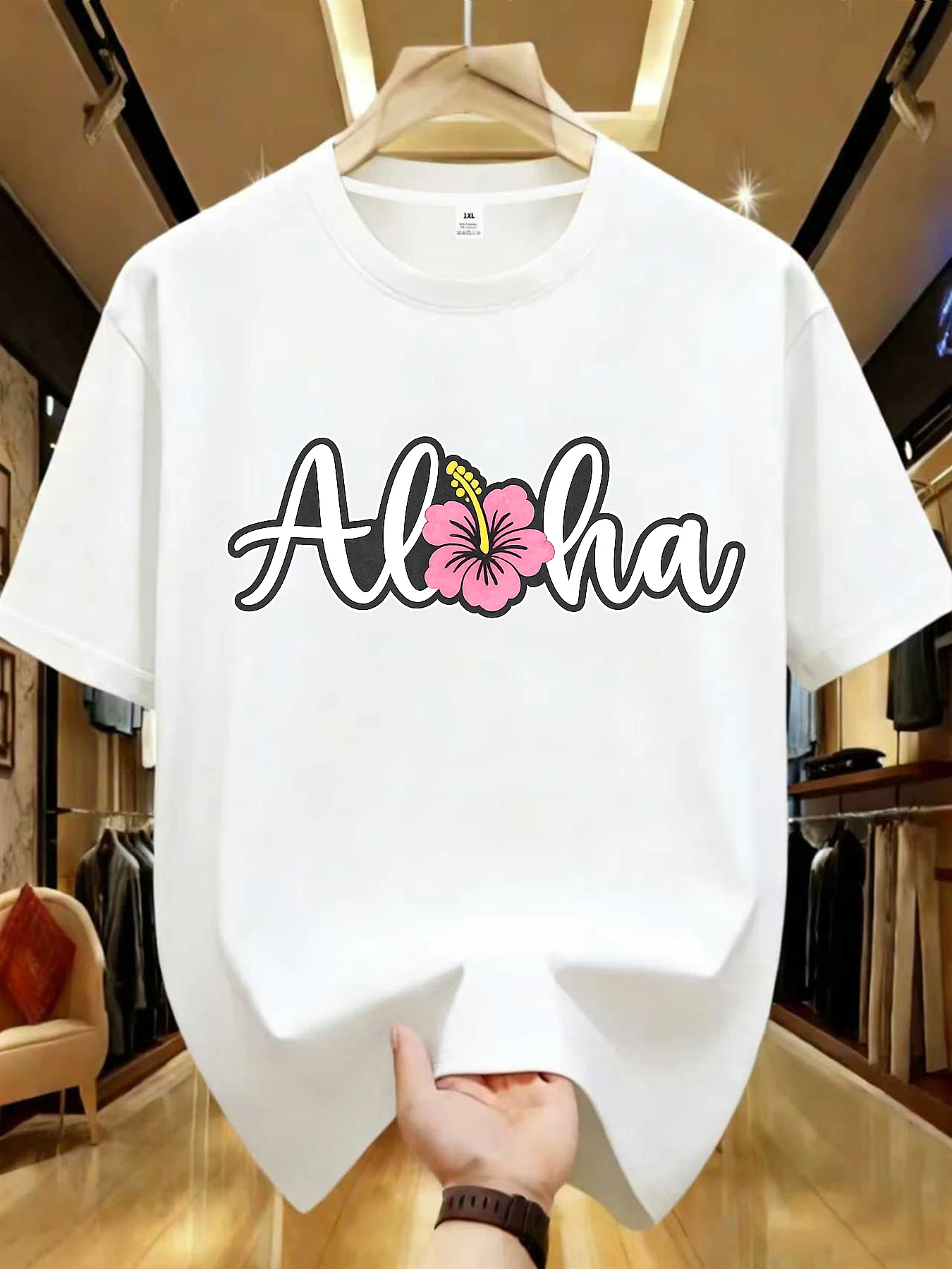 

【WDS0133】Женская футболка больших размеров с круглым вырезом, повседневная, с коротким рукавом, эластичная, с модным принтом