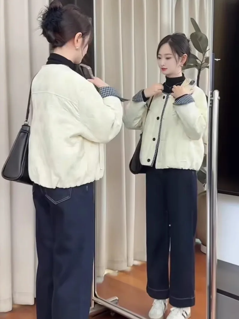 

Женская короткая утепленная хлопковая куртка-пальто, легкая тонкая стеганая верхняя одежда, модный дизайн, цветные блоки, маленький размер