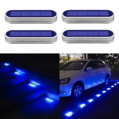 ﻿    Solar Deck Lichter Solar Led Außen Beleuchtung IP68 Wasserdichte LED Schritt Wireless Stick Auf Lichter Für Deck Schritt Dock Einfahrt