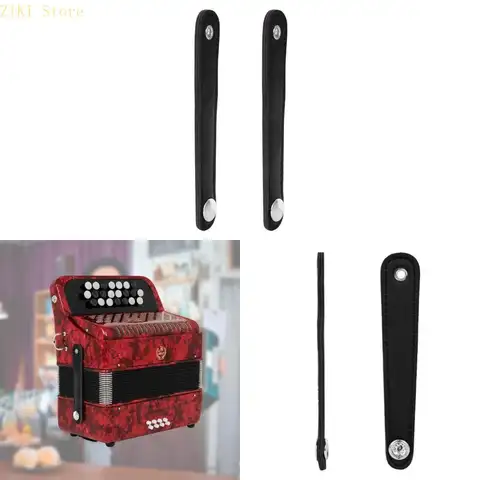 H4GF Stylish Black Accordion Bellow Strap Sturdy Leather with Metal Snaps Offering Professional Appearance for Stability