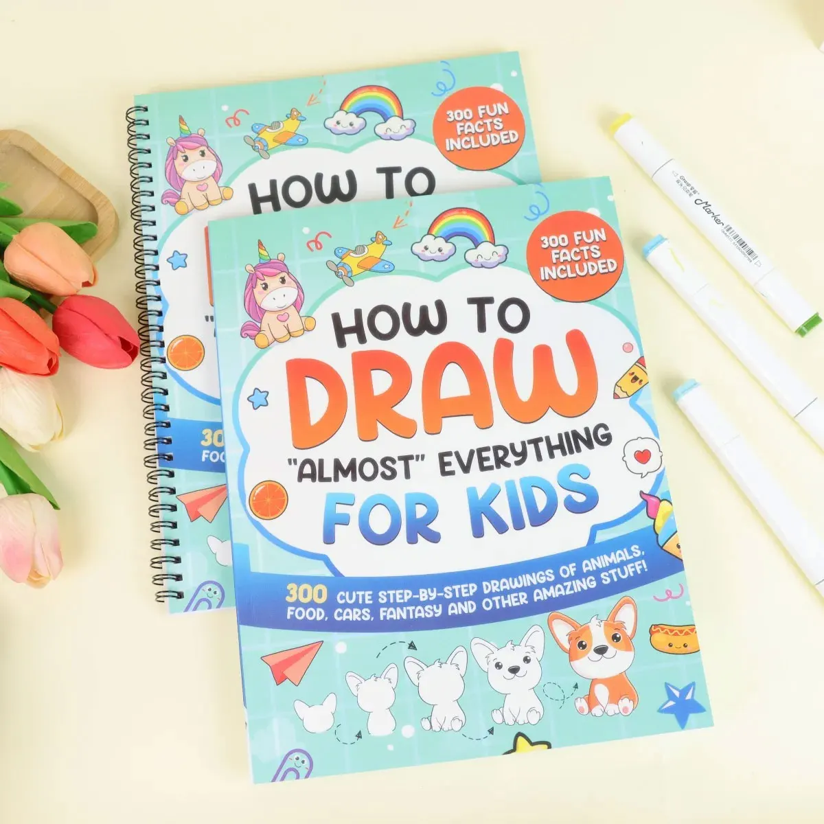 

Книжка-раскраска для детей с легким рисунком: рисуйте почти все, кроковые животные, автомобили, еда, фэнтези, простое руководство по практике