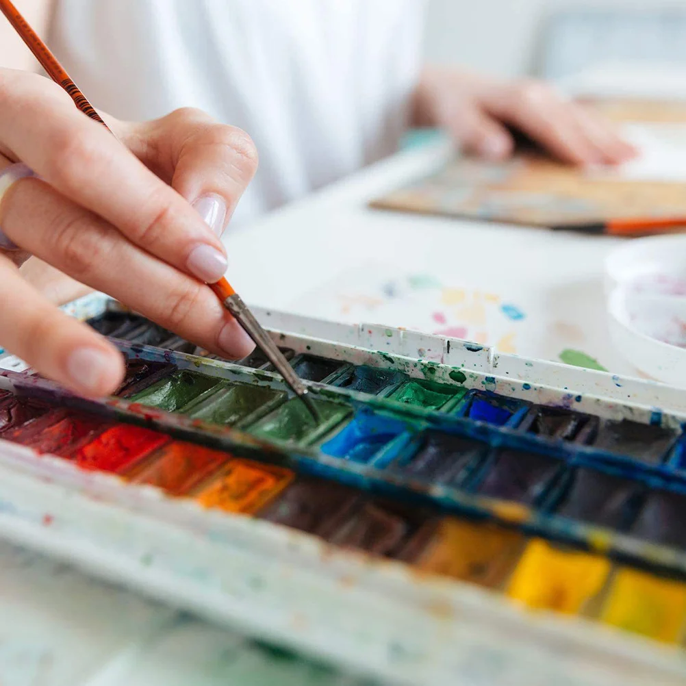 

60pcs Empty Watercolor Pans 1.8Ml Thick Wall Plastic Palette For Diy Acrylic Oil Painting Portable Mixing Tray Storage Box