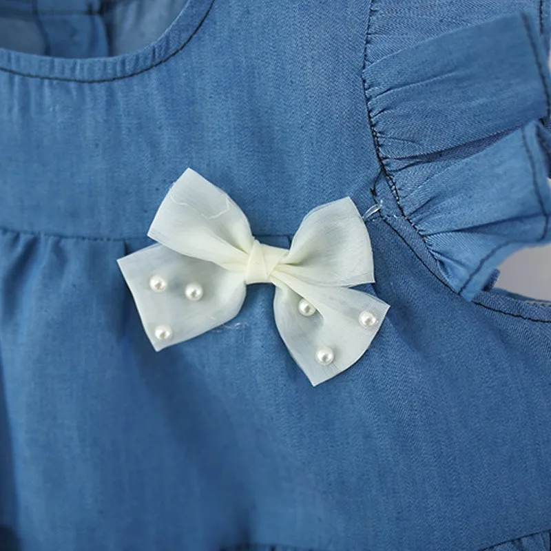 Girls Dress Fashion Denim Dresses for Kids Summer Spring Short-sleeve A-line Dress Children Baby Clothes