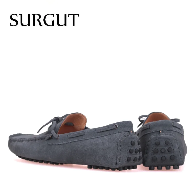 SURGUT Brand New Fashion Summer Spring Men Driving Shoes Loafers Real Leather Boat Shoes Breathable Male Casual Flats Loafers