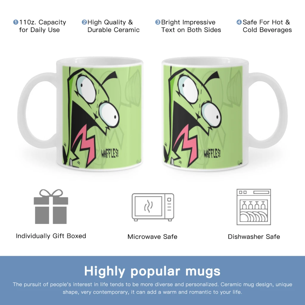 

I-Invader Z-Zim Cartoon Free shipping Ceramic Cup Coffee Oatmeal Breakfast Cup Creative Personality Mug