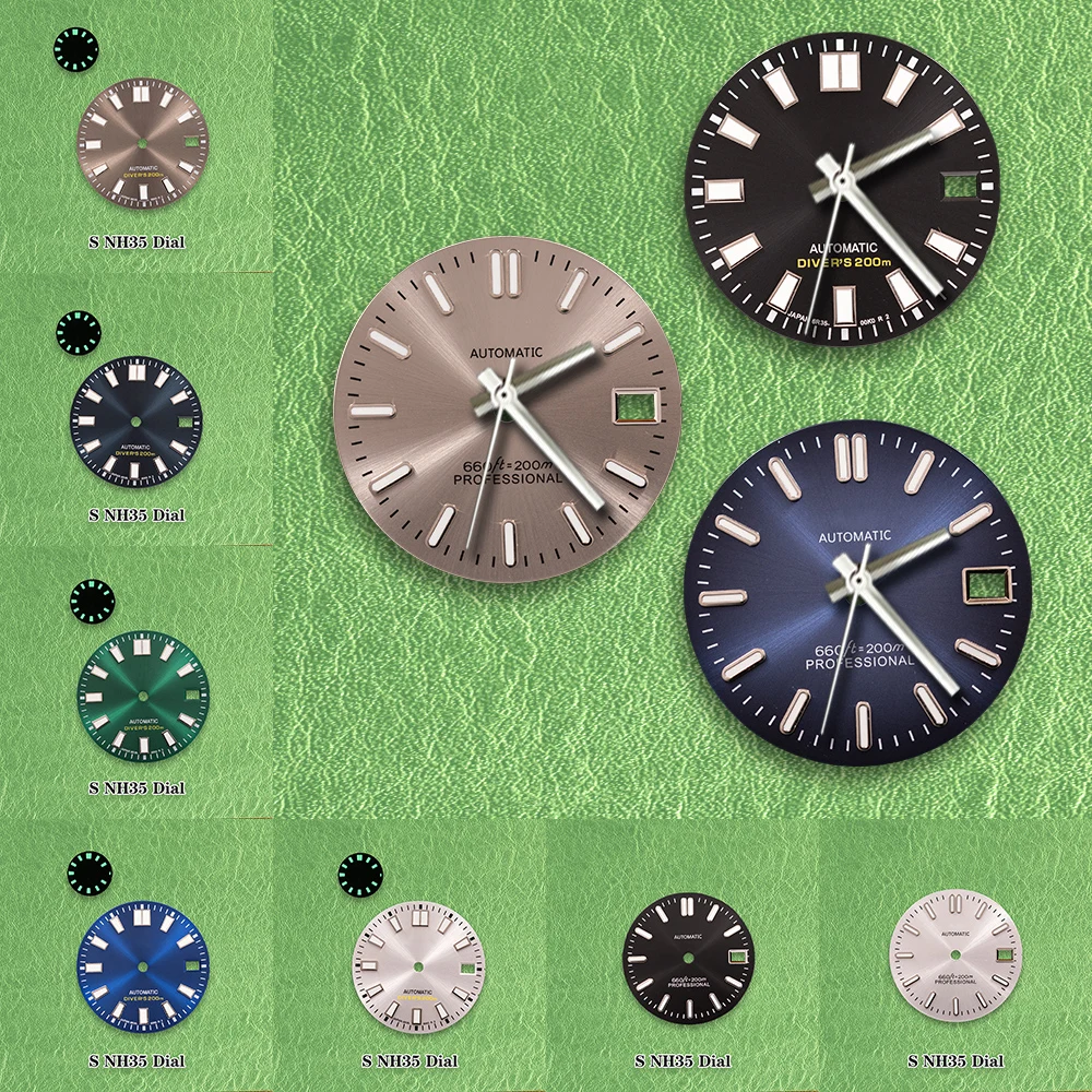 S Logo Dial 28.5mm Blue Gradient NH35 Dial Sunray Dial Fit NH35/NH36/7S Movement Green Luminous Watch Modification Accessories