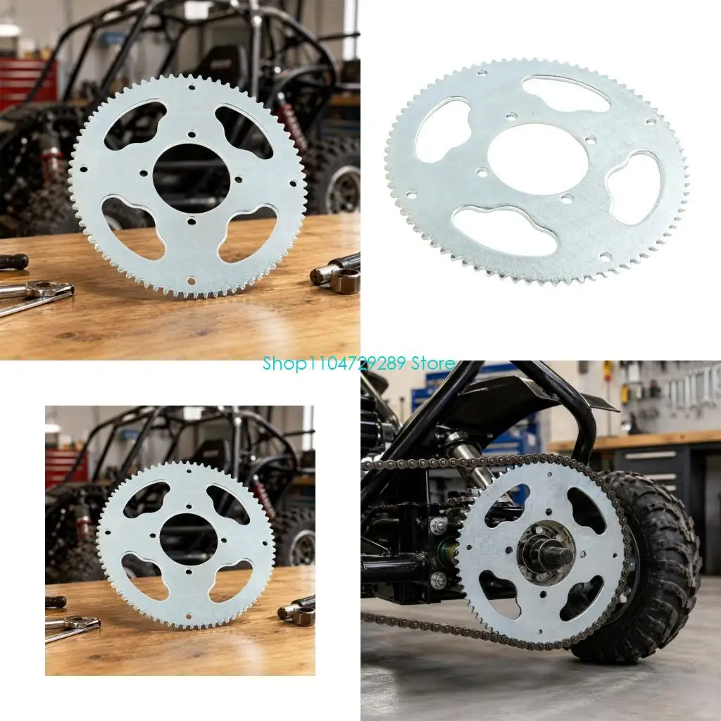 D8KE 25H Steel Rear Gear for Chain Drive Replacement, 80 Tooth Silver Wheel with 4 Bolt Mounting Pattern and 54 mm Center Bore