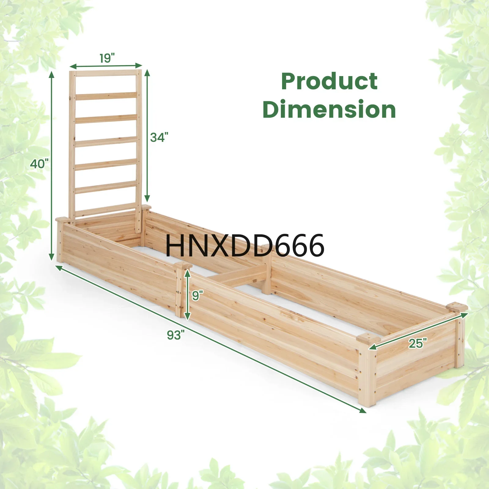 Raised Garden Bed Wooden Planter Box with Divided Space for Outdoor Natural