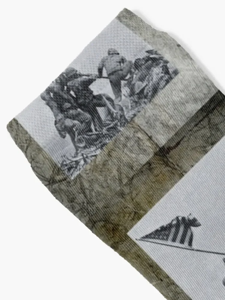 Iwo Jima Vintage Photograph With Distressed Frame Design Socks Climbing hiphop aesthetic Socks For Men Women's