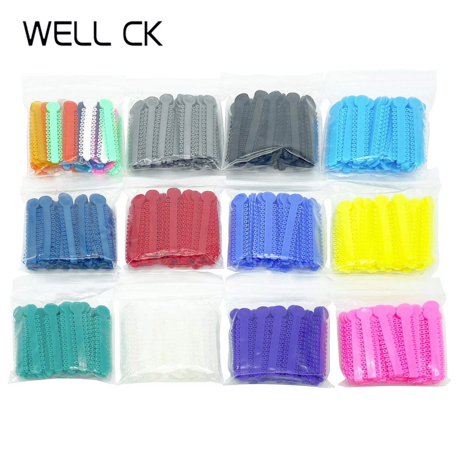 

WELL CK Dental Elastic Ligature Ties Bands Elastomeric for Orthodontic Brace Brackets 41 Colors 1040 Ties Rings per Pack