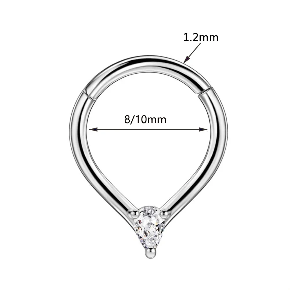 Flowers Nose Ring Septum 100% 316L Surgical Steel Zircon Clicker Daith Piercing Ear Cartilage Helix Hoop Flowers Water Drops