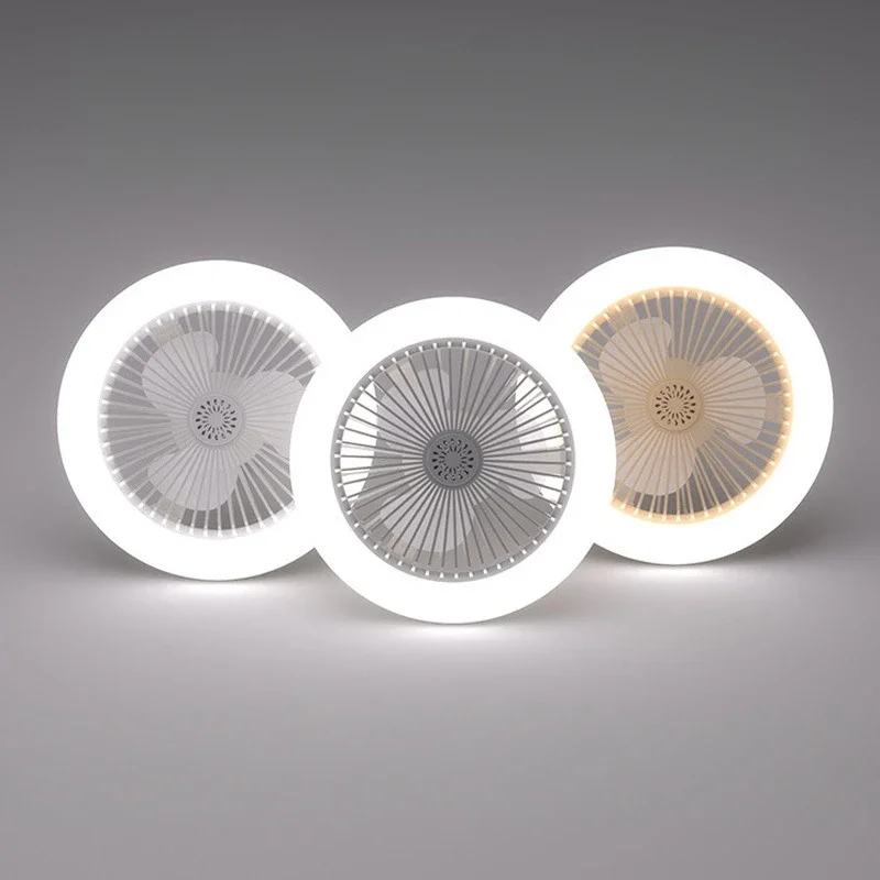 Pop E27 LED Ceiling Fans With Light Remote Control Dimmable Ceiling Lamp Bulb Indoor Bedroom Chandelier With Cooling Fan 3 Modes