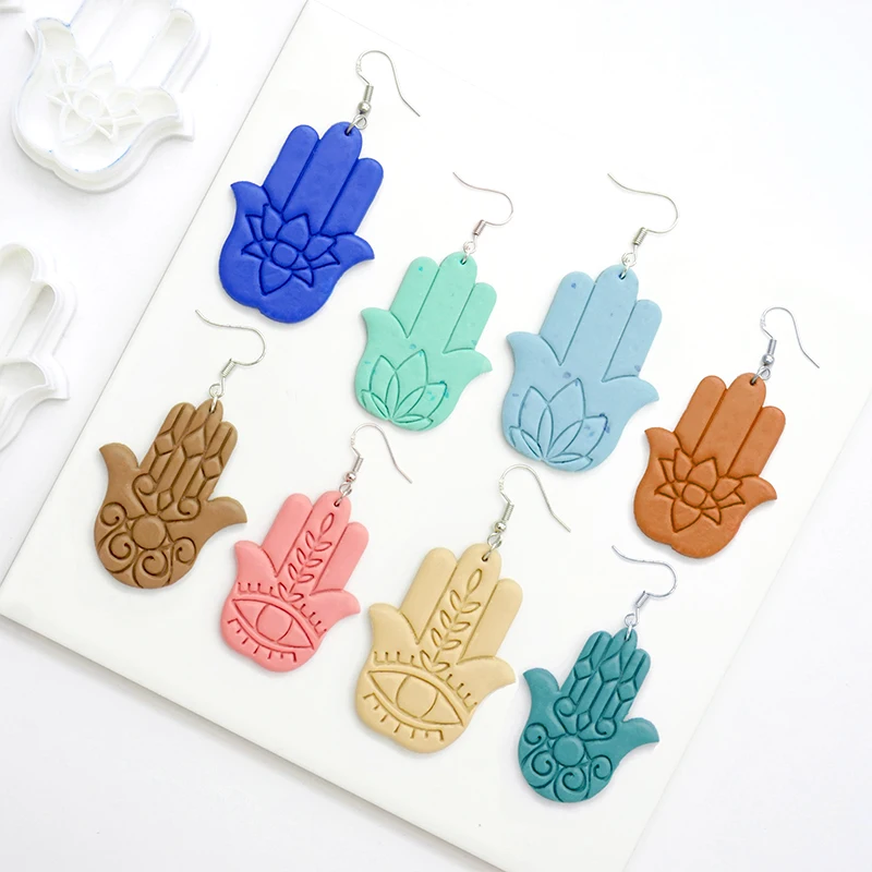 Lotus Buddha Palm Polymer Clay Cutter Buddha Eye Soft Pottery Mold DIY Earrings Ceramic Pendant Cutting Modeling Pottery Tools