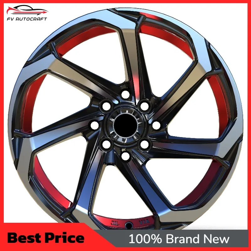 

【2026】Factory Customized 15inch 4X100 4X114.3 5X100 5X114.3 Black Red New Aluminium Alloy Multi Spoke Wheel Rims