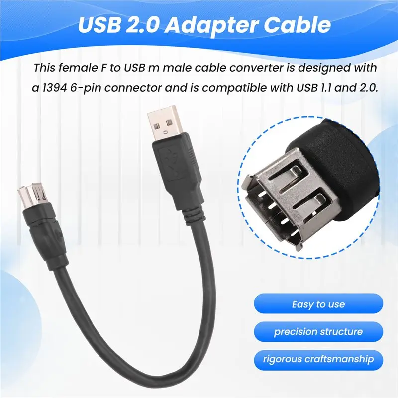 New--USB Adapter Cable Firewire IEEE 1394 6 Pin Female To USB 2.0 AM Adapter Cable Plug And Play For Digital Camera Fine Workman