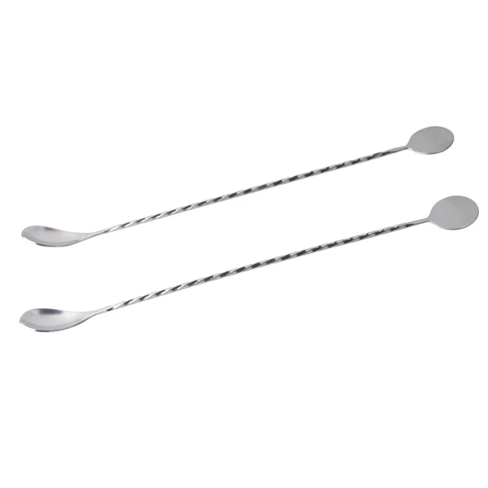 

2pcs Stainless Steel Cocktail Bar Spoon Long Twisted Swizzle Stick Bartender Tool For Cocktails Pitchers Kitchen Barware