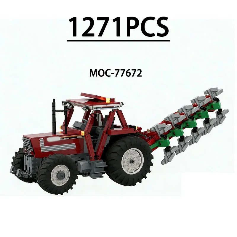 MOC-77672 Building Block Farm Tractor Plow Connector Model 1271 Pieces Birthday Fun Toy Christmas New Year Gift Decoration