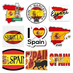 Spain Flag Outline Sticker Espana Sevilla Spanish Alicante Sevilla Barcelona Seal Round Flag Decal for Car SUV Laptop Fridge