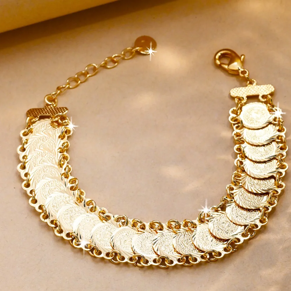 جديد العثمانية التركية المال عملة سوار النحاس الزفاف عملة الكفة أساور تصفيح الذهب والمجوهرات العرقية