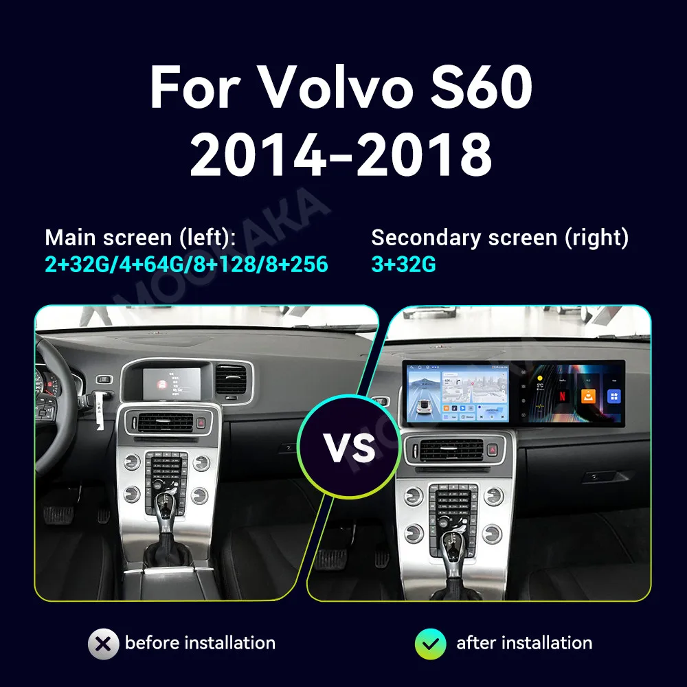 راديو اكسسوارات السيارات لفولفو S60 2014-2018 أندرويد السيارات لتحديد المواقع والملاحة الوسائط المتعددة ستيريو استقبال رئيس وحدة خرائط غير متصلة بالإنترنت