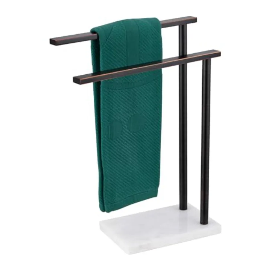

Stand Towel Holder for Bathroom Vanity Countertop 2-Tier Towel Racks Freestanding with Thicken Marble Base Stainless Steel AN70