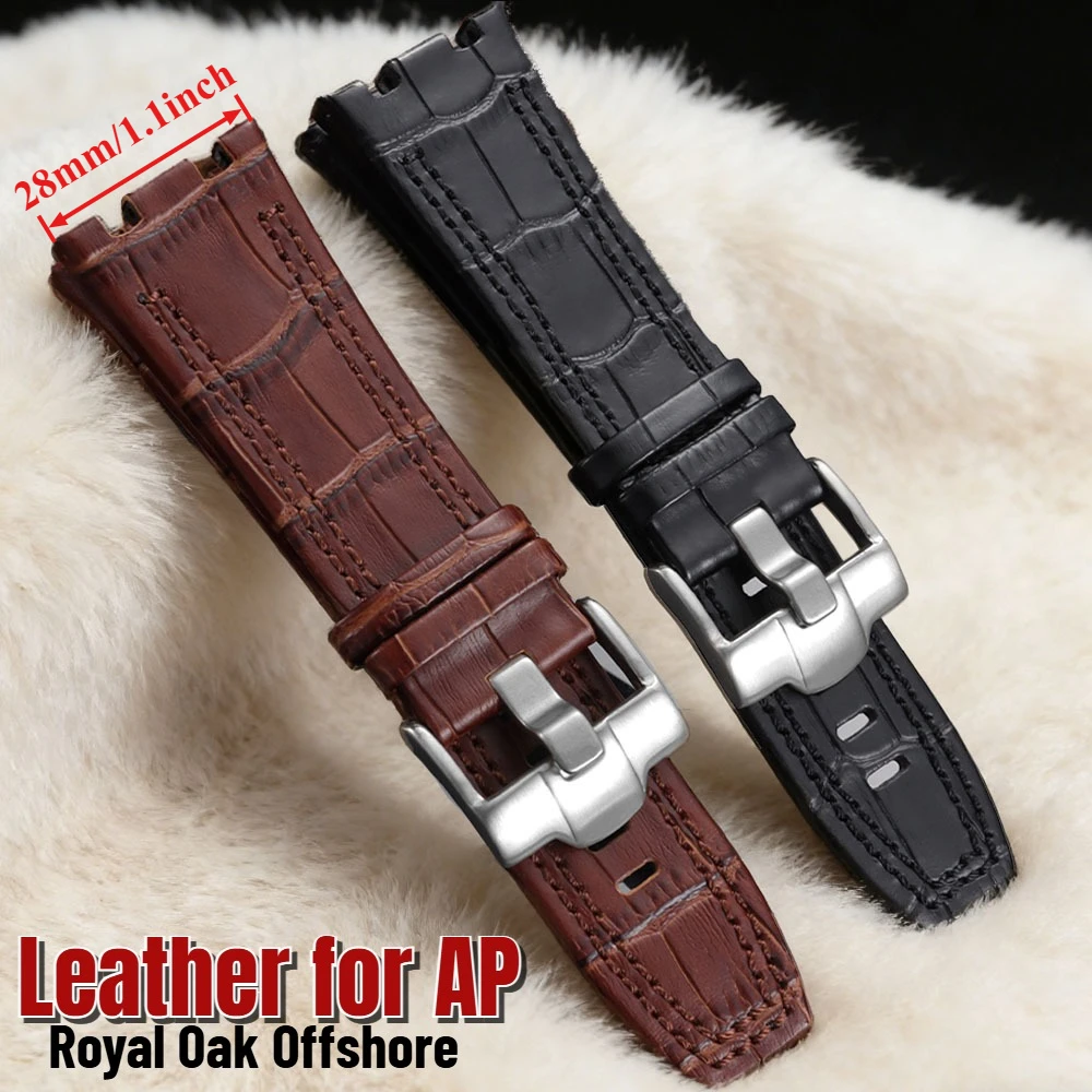 

Кожаный ремешок для часов, деловой браслет 28 мм для Royal Oak Offshore 15710/15400/26470, для 26133/15500, сменный мужской ремешок на запястье