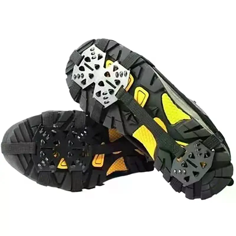 Pair M L Crampons Shoes Cover 24 Teeth Anti-Slip Ice Grips Gripper Shoes Boot Hiking Ice Climbing Shoe Spikes Climbing Chain 1