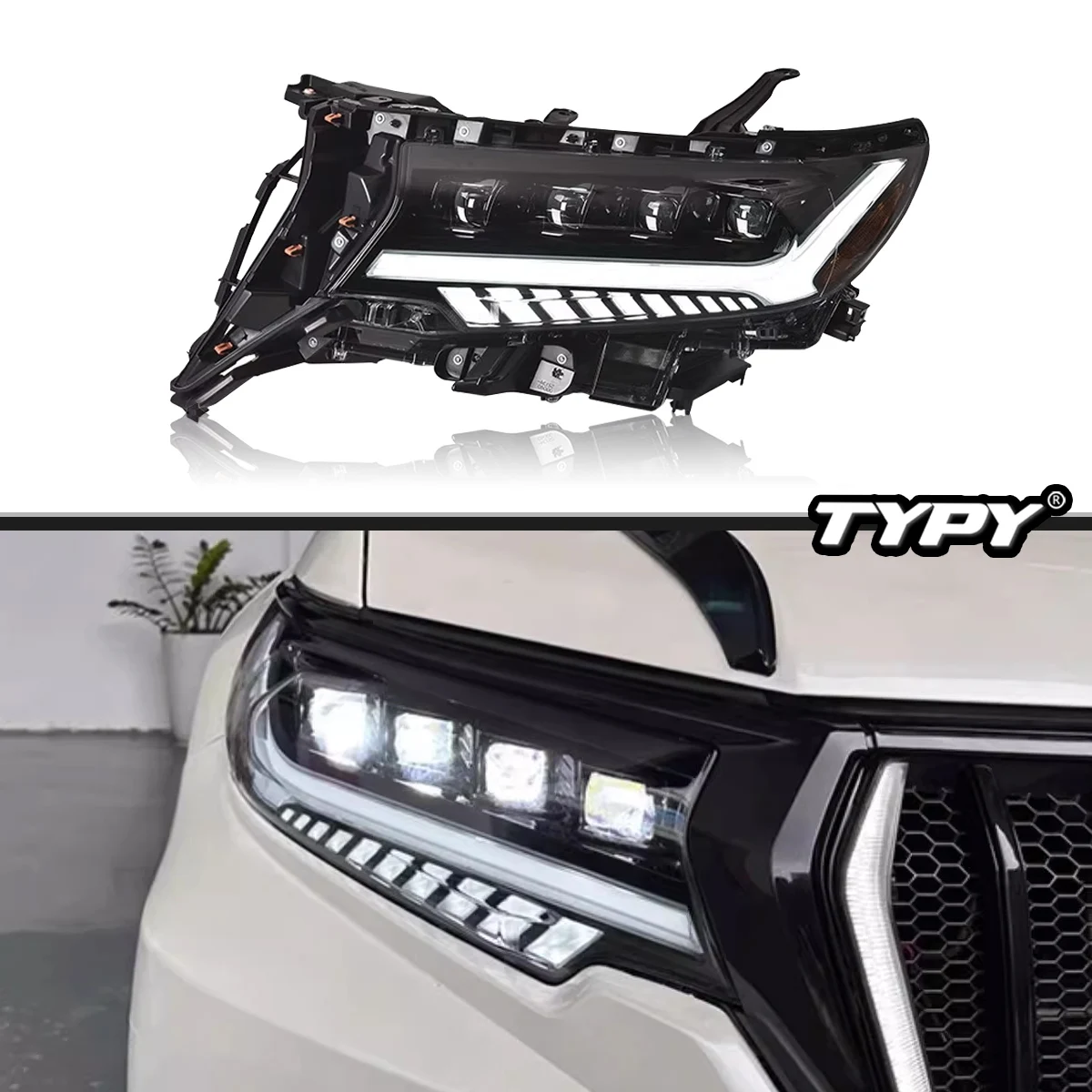 

TYPY New LED Head Lamp Upgrade Modified For Toyota Prado Headlights 2018-2021 Dynamic Signal Head Lamp Auto Accessories