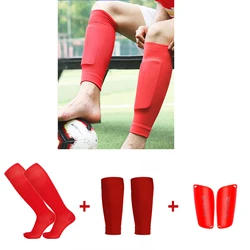 Chaussettes de football coordonnantes unisexes pour adultes et enfants, protège-tibias élastiques, coussinets avec poche, équipement de football, haute qualité, nouveau, 1 kit