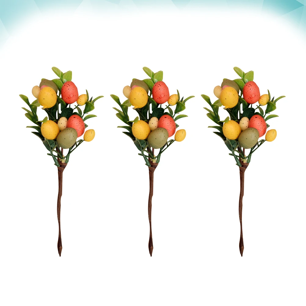 

6Pcs Green Leaf Colorful Eggs Artificial Easter Bouquet Accessories Creative DIY Crafting Home Wedding Party Decoration Props