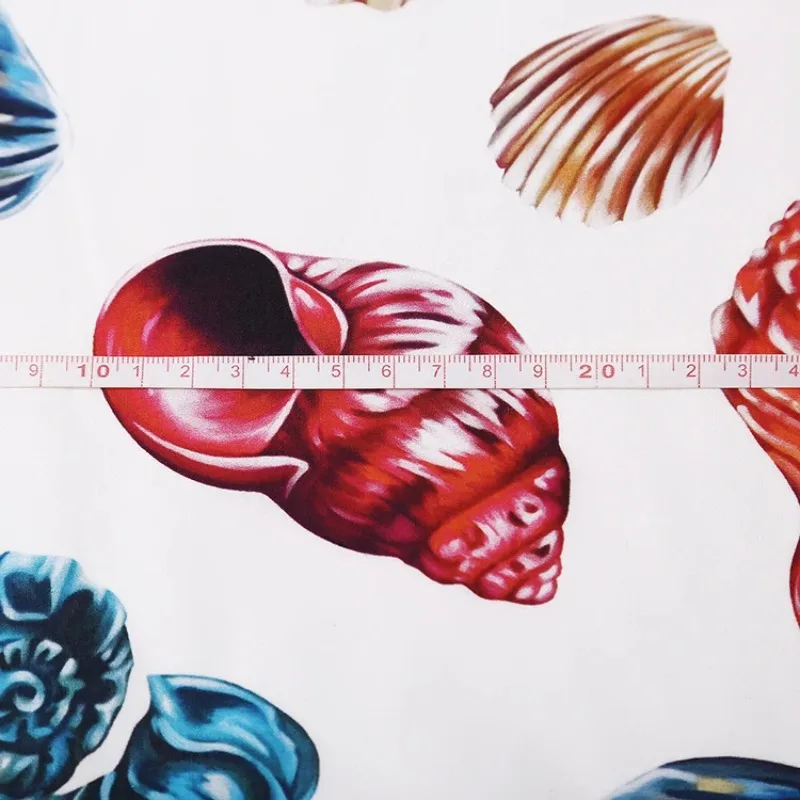 Pure Cotton Poplin Digital Printing Reactive Digital Seashell Pattern Printed Fabric for Clothing High Quality Cotton Material