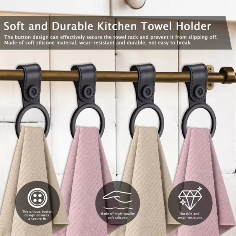 Silicone Kitchen Towel Rack Set Soft Waterproof Bathroom and Dish Towel Holder,Suitable for Kitchen Cabinet,Oven Handles or Rod