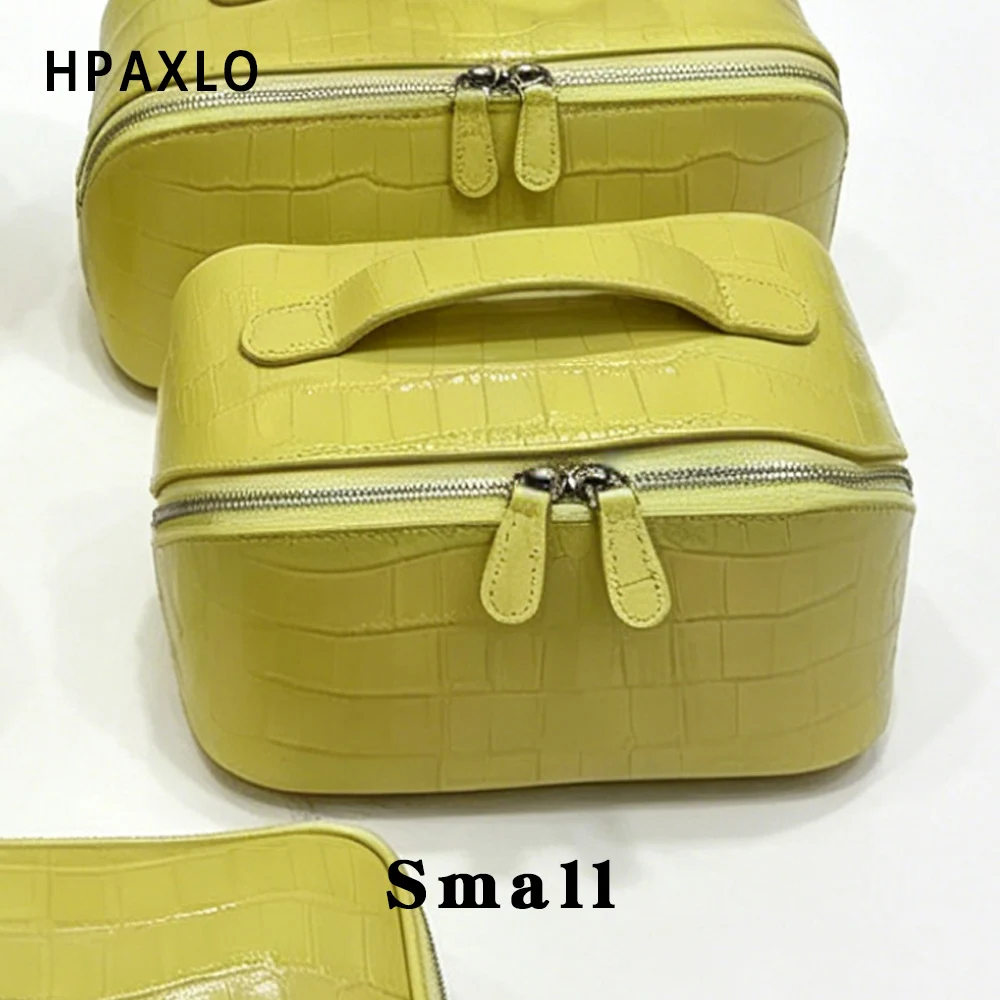 Waschtasche aus echtem Leder mit Krokodilstruktur, großes Fassungsvermögen, Reise-Kosmetik- und Toilettenartikel-Organizer, Damentasche, Make-up-Tasche, Luxustasche – Detail 28