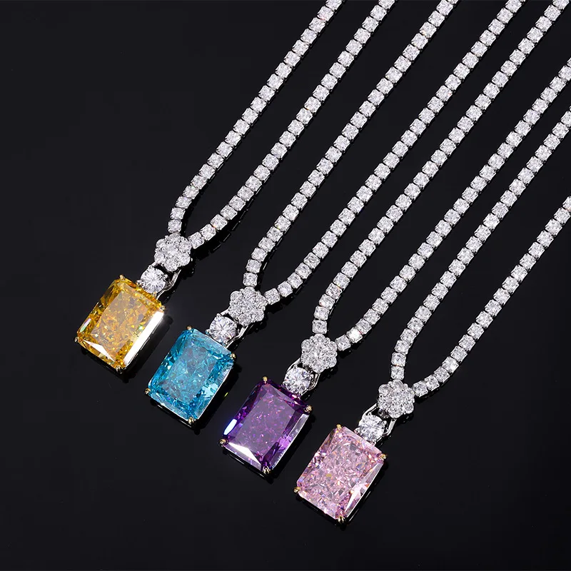 

S925 Full body silver Tiktok hot selling high carbon diamond pendant temperament luxury pendant jewelry main stone 12 * 16