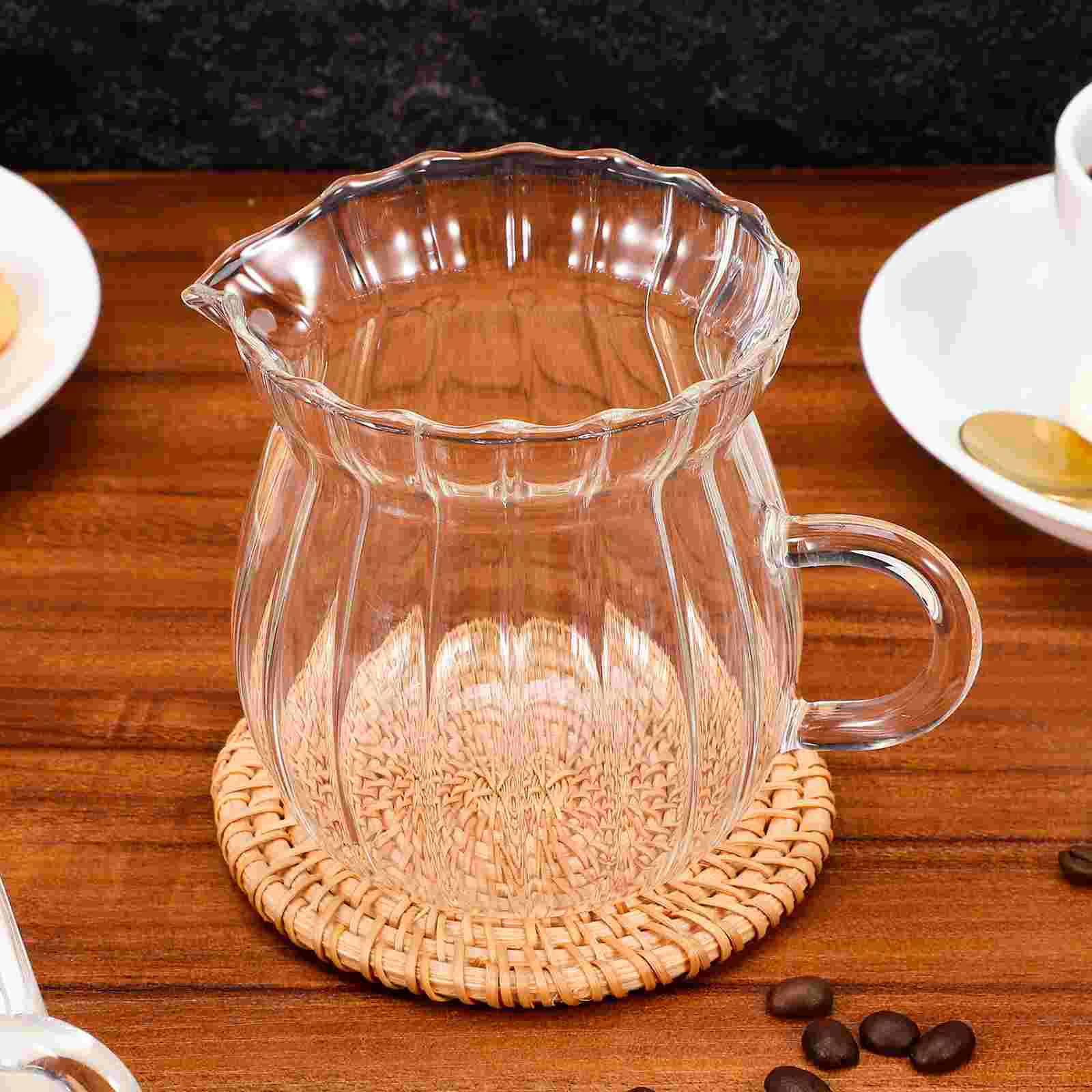 Small Pitcher Glass Creamer Pitcher Milk Frothing Pitcher Coffee Creamer Container Creamer Jug Glass Syrup Pitcher 370ml