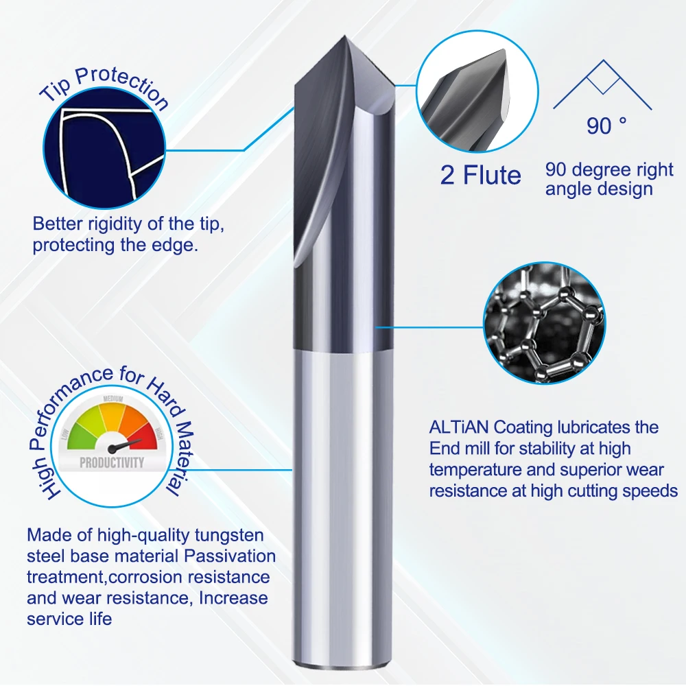 Imagem -04 - Moinho de Extremidade do Chanfro de Xcan 90 Graus 212 mm Flauta Chanfro Cortador Chanfro Roteador Bit Carboneto Fresa Cnc Frebolsartador de Legumes