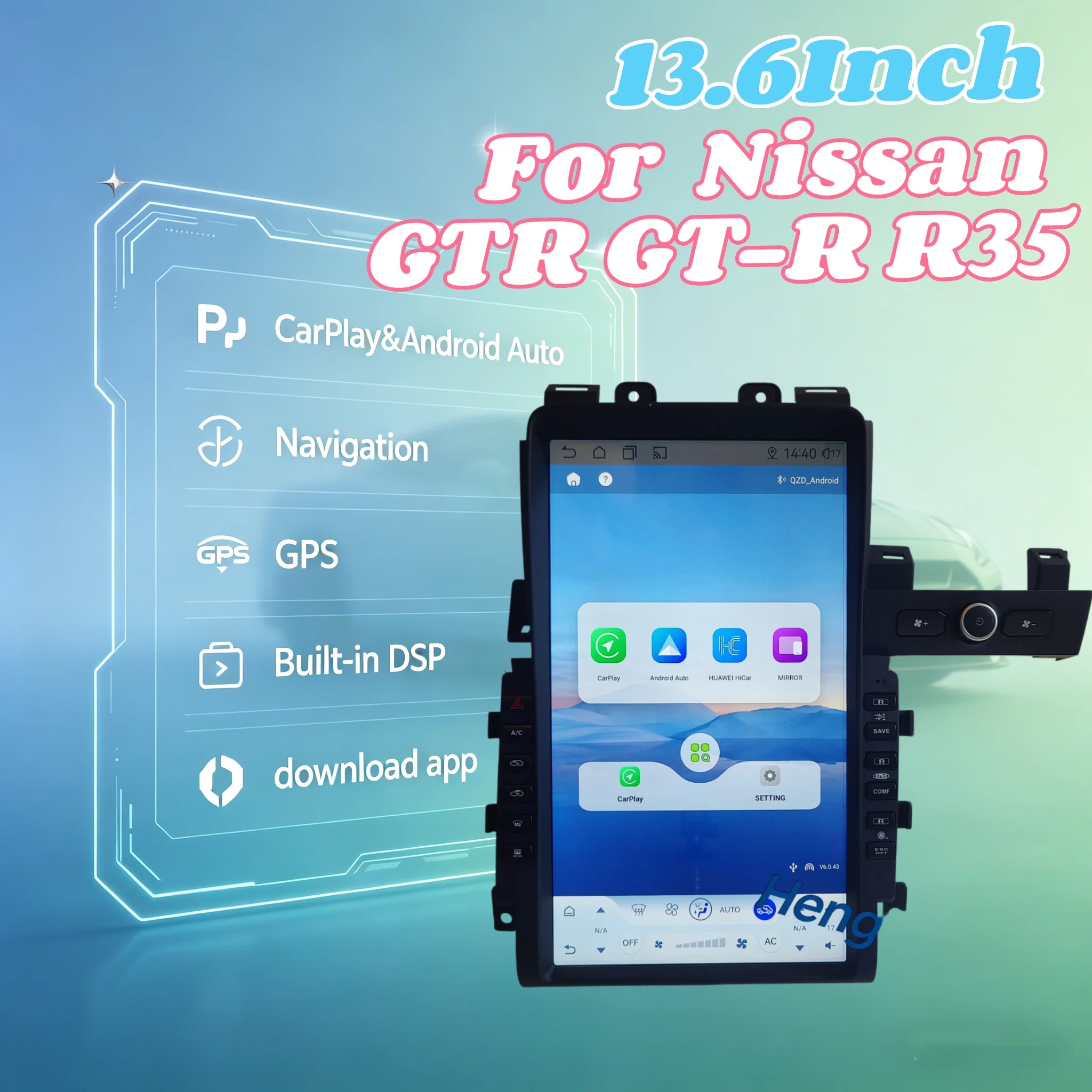 

13.6" Android Qualcomm665 For Nissan GT-R GTR R35 2008-2015 Car Radio Multimedia Video Player Wireless Carplay GPS Navigation