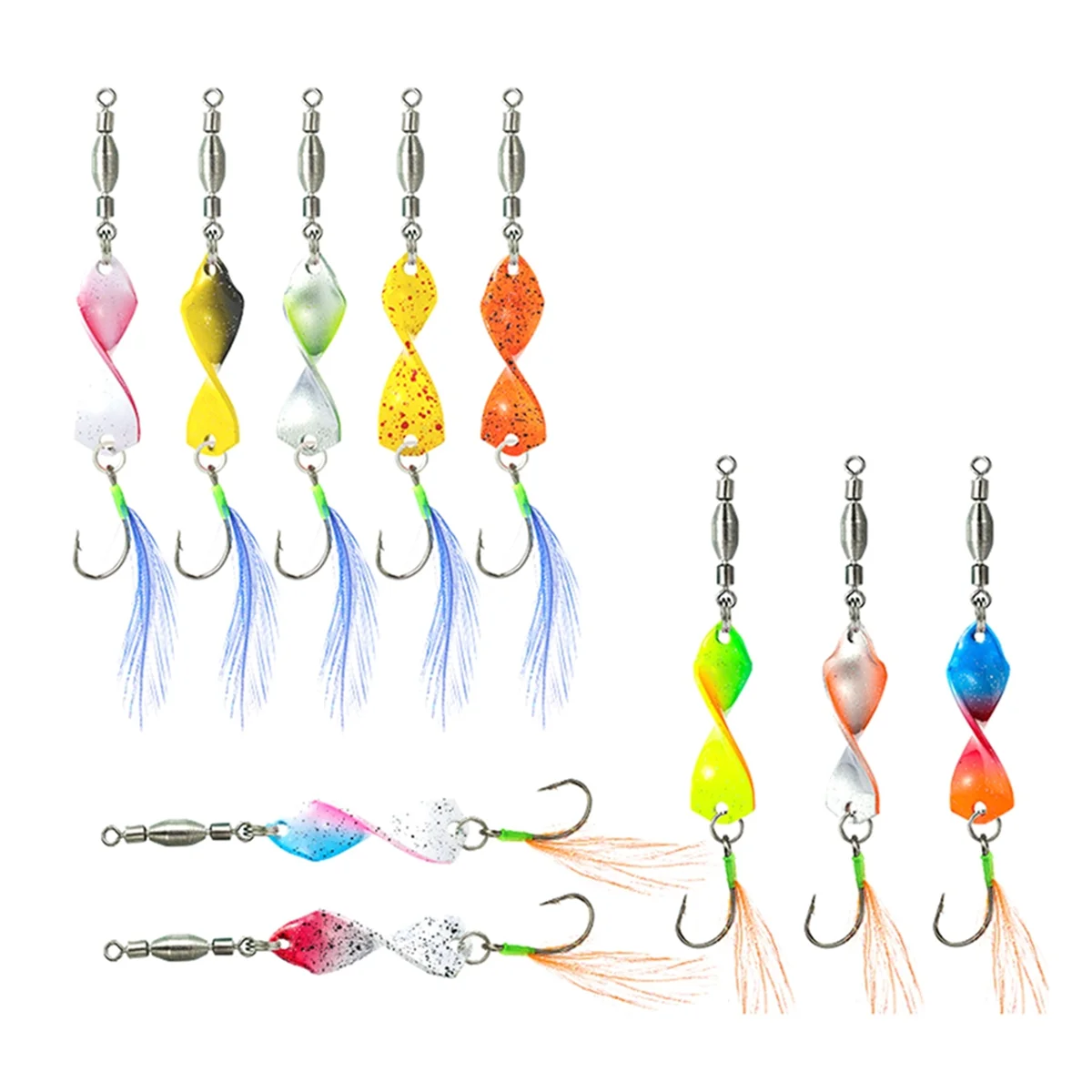 ABJZ 10 Stuks Vissen Metalen Spinners Lokt met Haak 3g Spinnerbaits Wobbler Jigging Lepel Lokt Twisted Blades