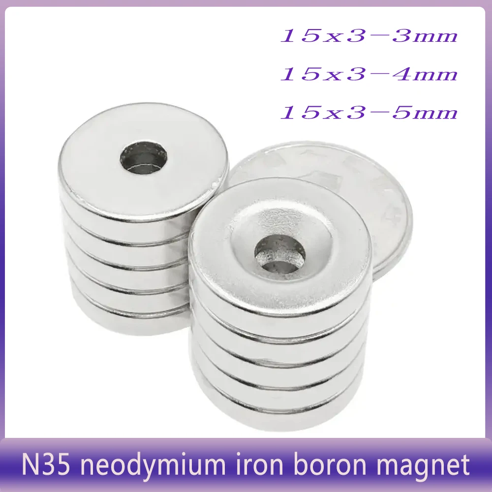 15x3-3/4/5mm Neodymium Magnets Disc 15x3 mm Hole3/Hole4/Hole5mm Minor Diameter Magnet Round Countersunk Magnetic