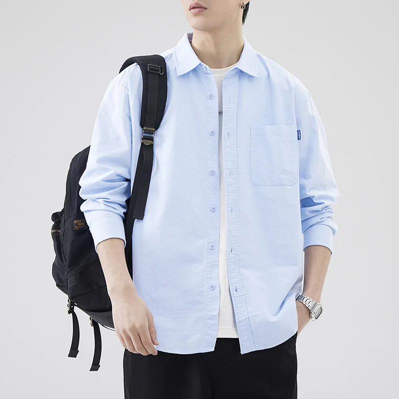 

Spring and autumn new Japanese retro simple shirt men with loose casual shirt coat