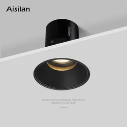 LED Recessed Downlight 7W CRI97 Cutout Hole 8cm Dimmable Frameless Anti-glare Ceiling Spot Light for Living Room Bedroom