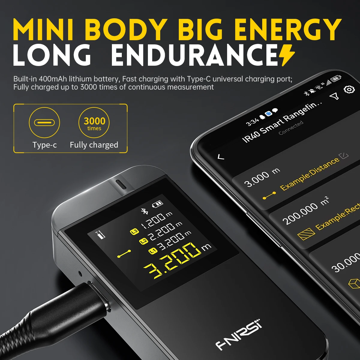 FNIRSI IR40 Smart Laser Rangefinder 40M Laser Tape Measure Digital Distance Meter Metro Laser Digital Accurate APP To Draw