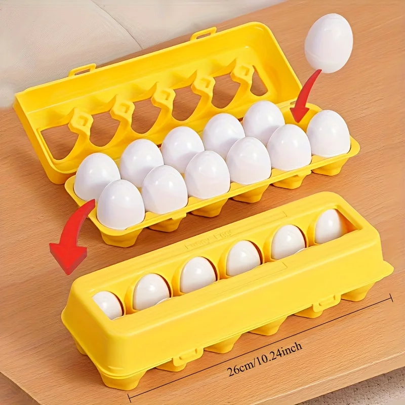 12/6 قطعة ألعاب متطابقة الألوان والشكل مقلدة على شكل بيضة مع صندوق تخزين - مجموعة ألعاب تعلم الشكل واللون الهندسي للأطفال #6