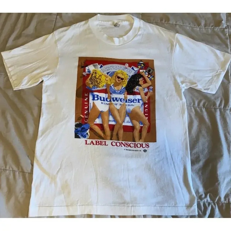 Vintage Rare 1989 Budweiser Äúlabel Conscious Äù T Shirt Size Medium Stoney Creek Tag