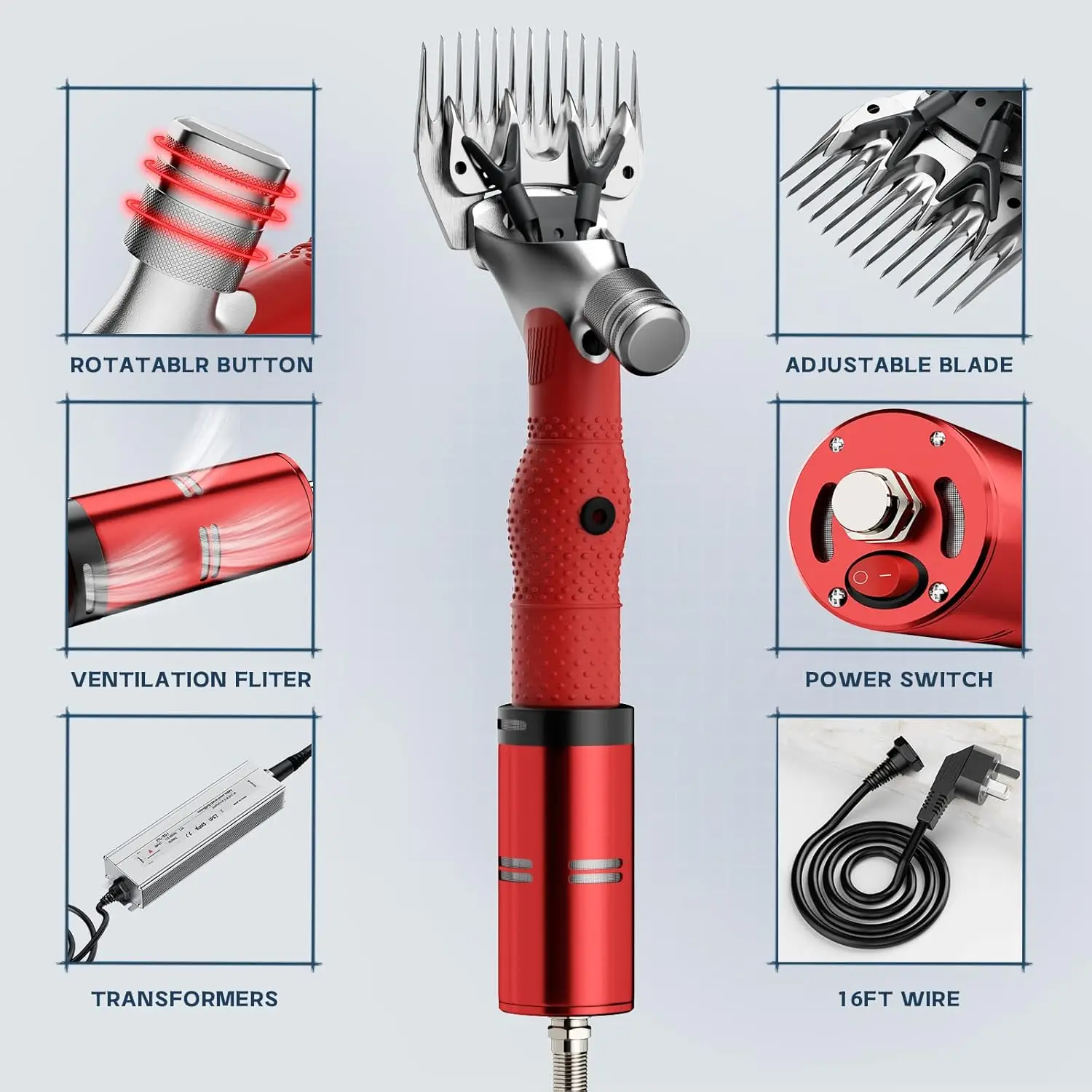 1000W Electric Sheep Shears, Professional, Farm Livestock Shearing Machine-Grooming Kit Animal Hair Cutting