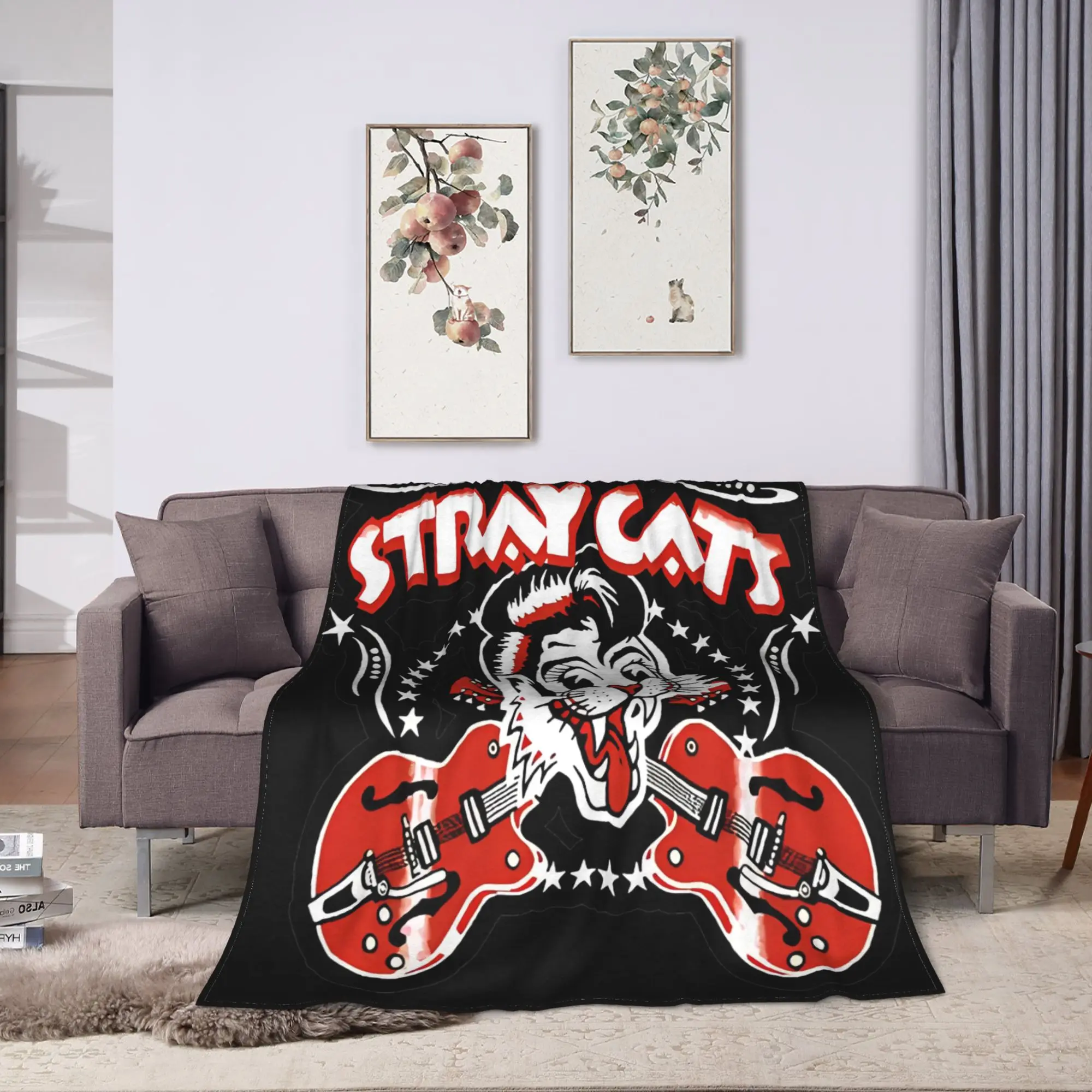 Animals Music Band STRAY CATS BAND ARTWORK Blanket Quality Super Warm  Throw Blanket Winter Home Decor Comfortable Bedspread