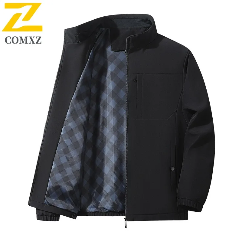 

COMXZ Mens Jacket Premium Stand Collar Outdoor Travel Comfortable Motorcycle Jacket Business Casual Lightweight Autumn Clothing