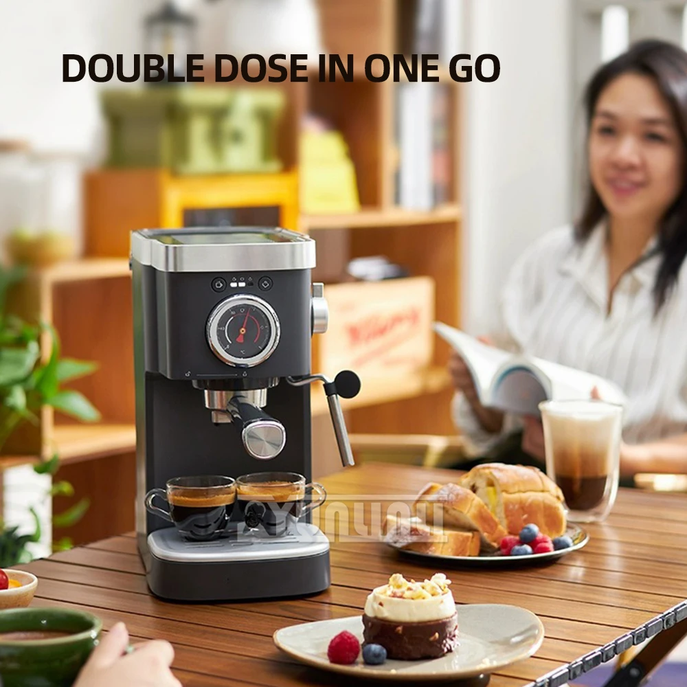 Máquina de fazer leite a vapor com extração semiautomática de alta pressão, cafeteira, temperatura visível